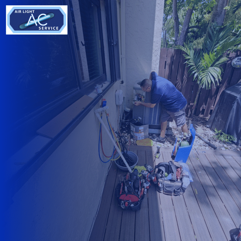 A man working on the outside of a house.