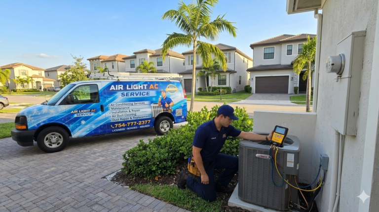 Air Light AC Service Van with Licensed and Insured technician doing AC Tune Up