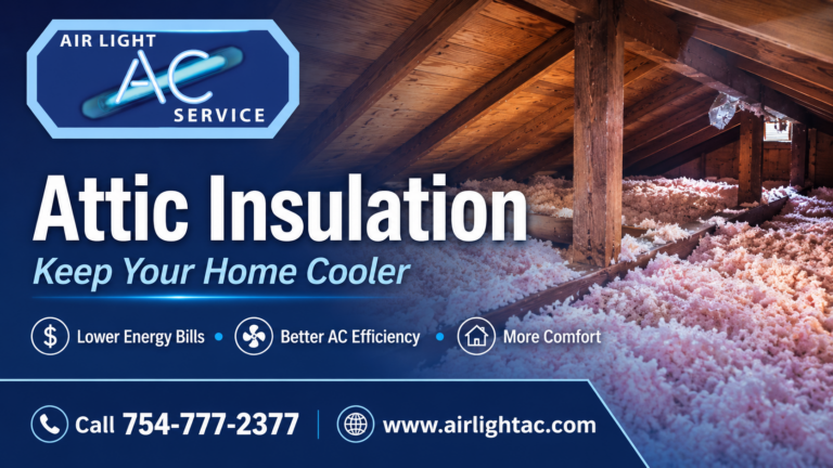 Attic insulation service by Air Light AC Service to improve home comfort and AC efficiency in South Florida.